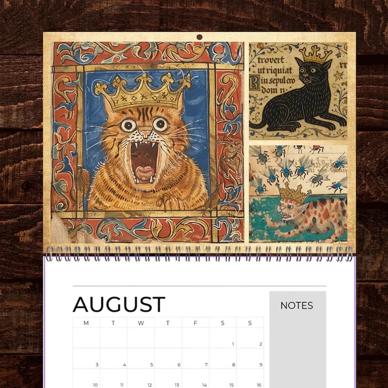 🔥Early Christmas Sale 50% OFF - 🐱🗓️Medieval Cats with Crowns Calendar 2026 (♻️Free PDF Included!)