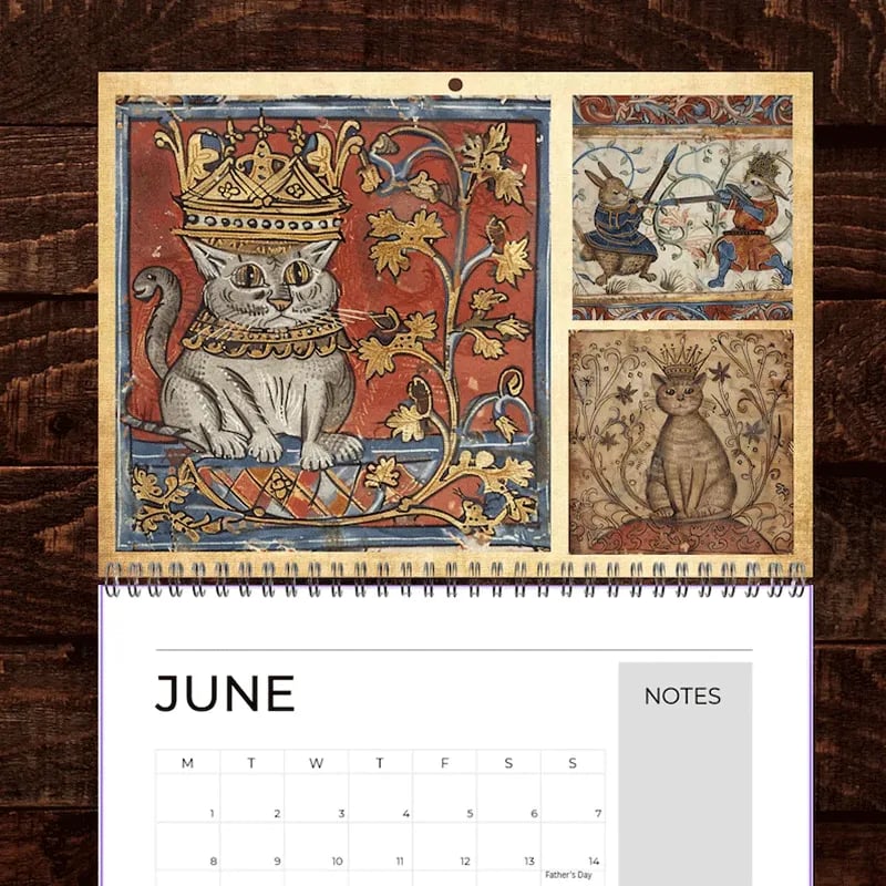 🔥Early Christmas Sale 50% OFF - 🐱🗓️Medieval Cats with Crowns Calendar 2026 (♻️Free PDF Included!)